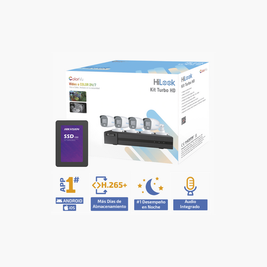 Kit TurboHD 1080p+ SSD 500 GB 4 Cámaras DVR 4 Canales