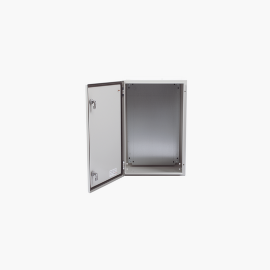 Gabinete de Acero IP66 Uso en Intemperie (400 x 600 x 250 mm) con Placa Trasera Interior Metálica y Compuerta Inferior Atornillable