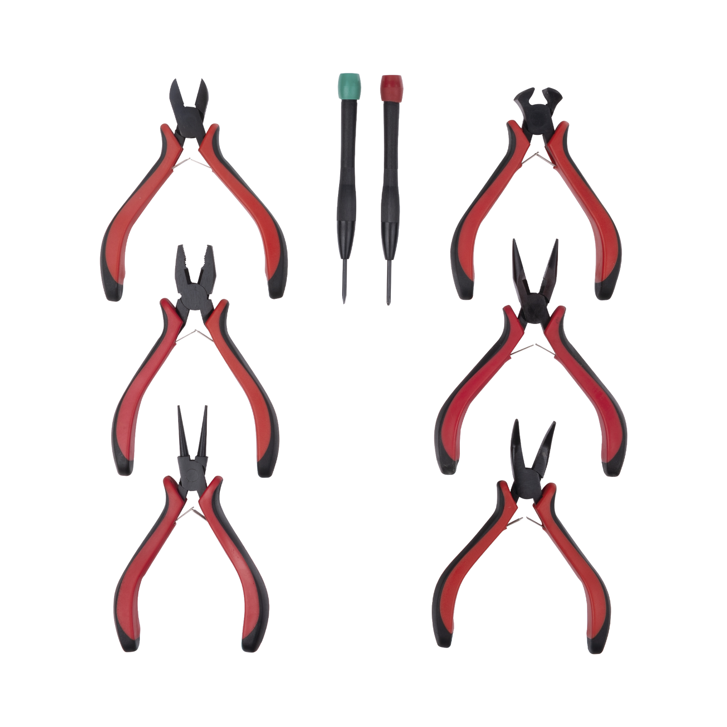 Juego de Herramientas con 6 Pinzas Eléctricas de 4.5" + 2 Desarmadores de Precisión (Plano y Cruz)